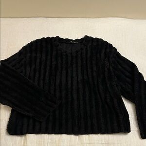 Zara Black Textured Knit Top